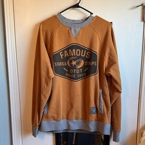Famous Stars & Straps Men's Tan and Gray Crewneck Sweater
